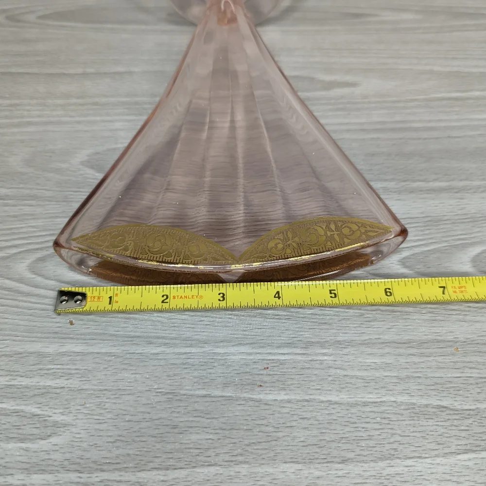 Vintage Depression Pink Glass Fan Shaped Flower Vase - Picture 8 of 9